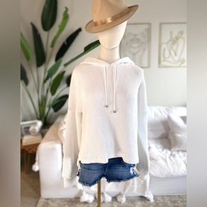 White Double Layer hoodie Sweater